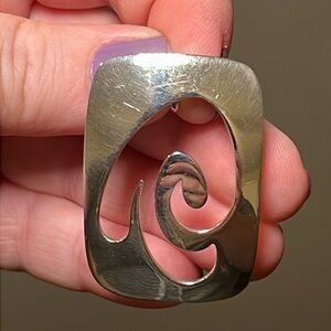 VTG Modernist 950 stamped sterling silver abstract art cutout necklace pendant